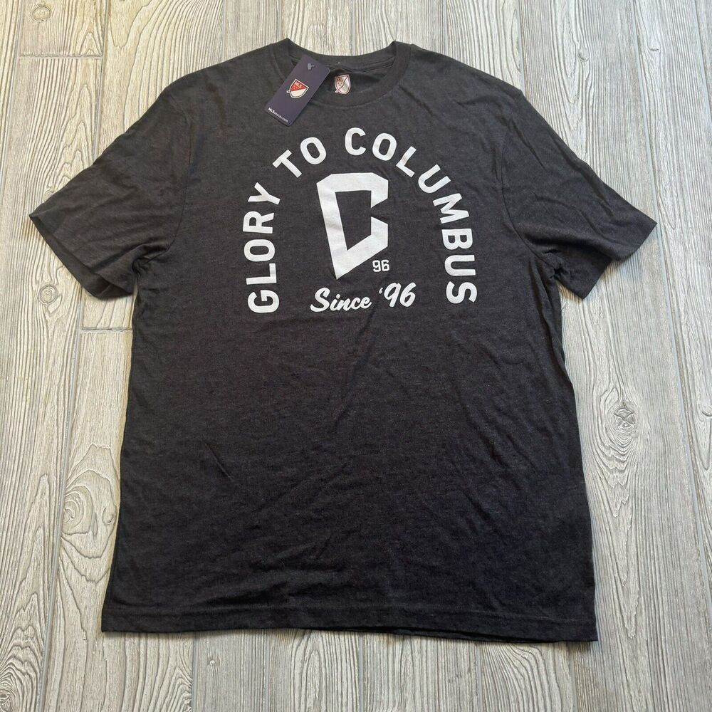 MLS Columbus Crew SC Logo Tee Men’s L Gray Soft Glory to Columbus New